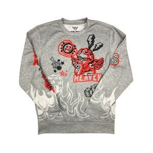 Jewel House Sweatshirt Mens XL Gray Streetwear Angel Dice Flame Graphic Fleece